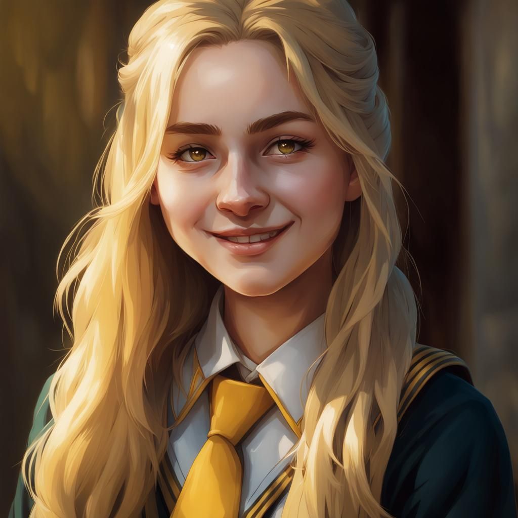Hufflepuff Student Portrait in Digital Art Style