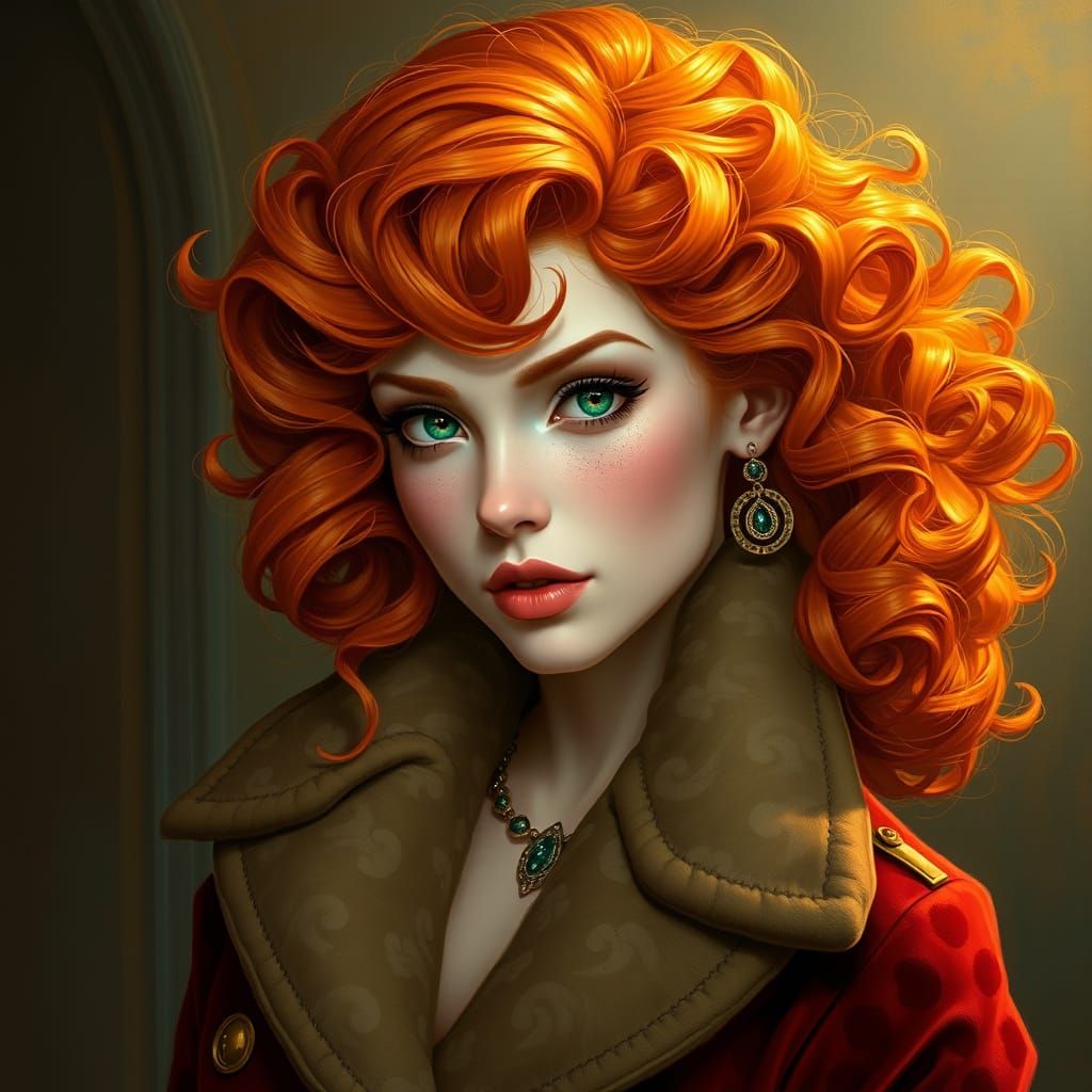 Redhead Portrait in Art Nouveau Style