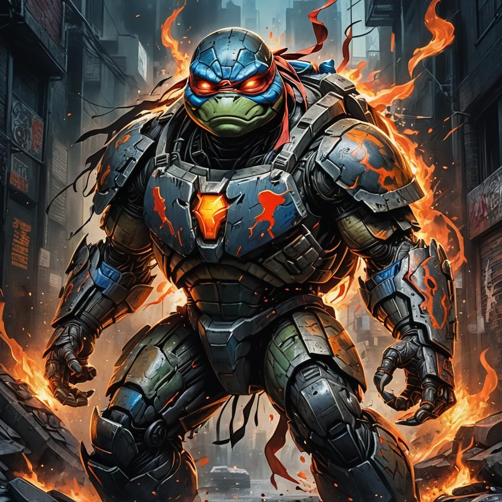 Ninja Turtle Transformer in Battle, Graffiti Art