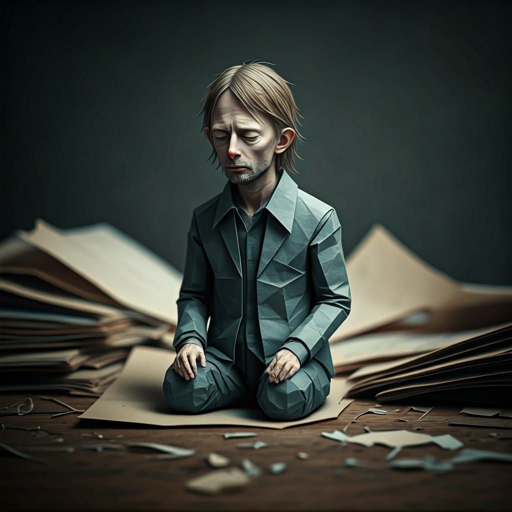 Origami Figure in Soft Focus, Muted Earth Tones