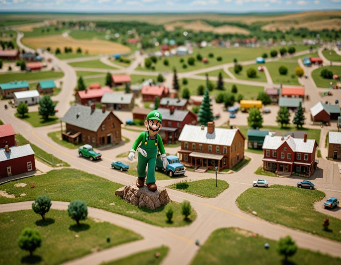 Miniature Luigi in South Dakota Tilt-Shift