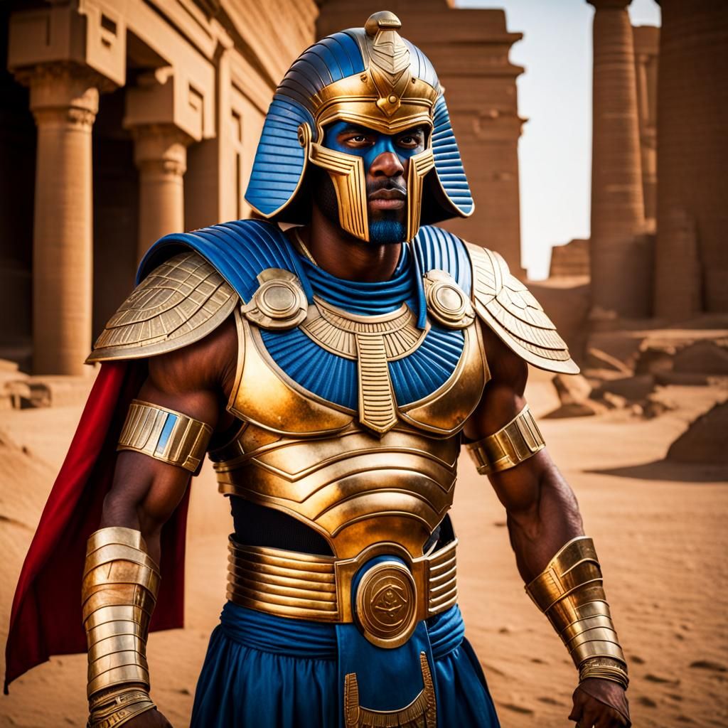 Superman in Egyptian Armor, Realistic Candid Shot
