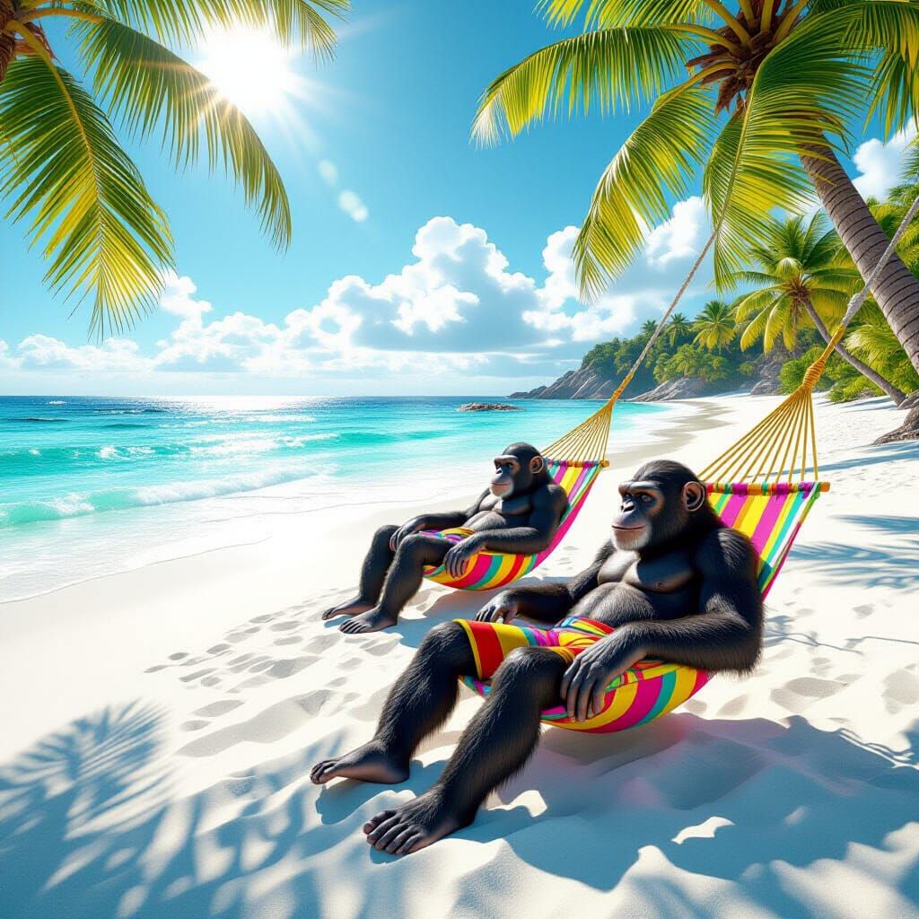 Chimpanzees Relaxing in Hammocks: 3D Game Cinematic