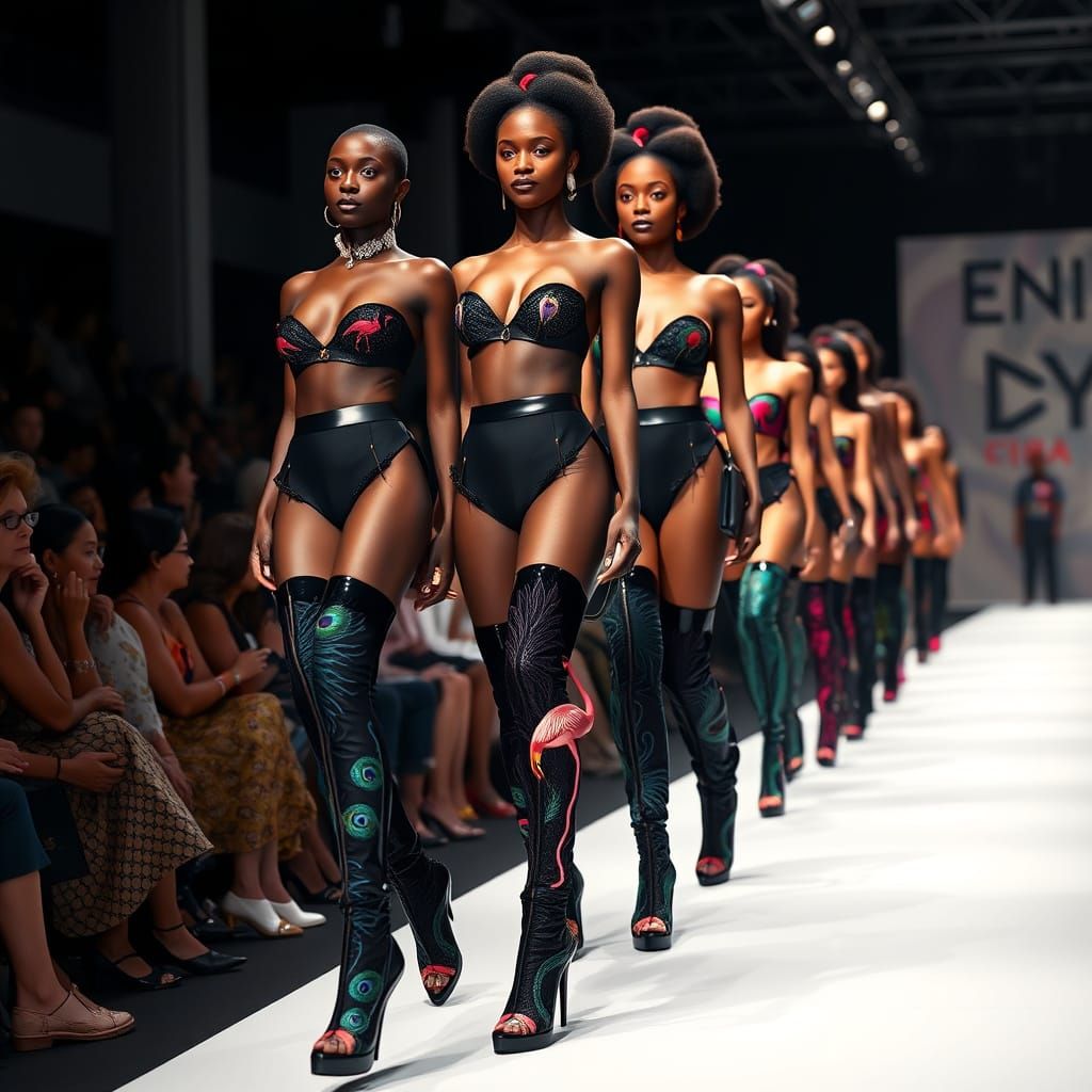 Glamorous Runway Models Strutting in Exotic Boot Fashion