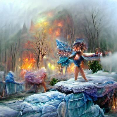 Ethereal Fantasy: Fire Fairy Versus Ice Fairy