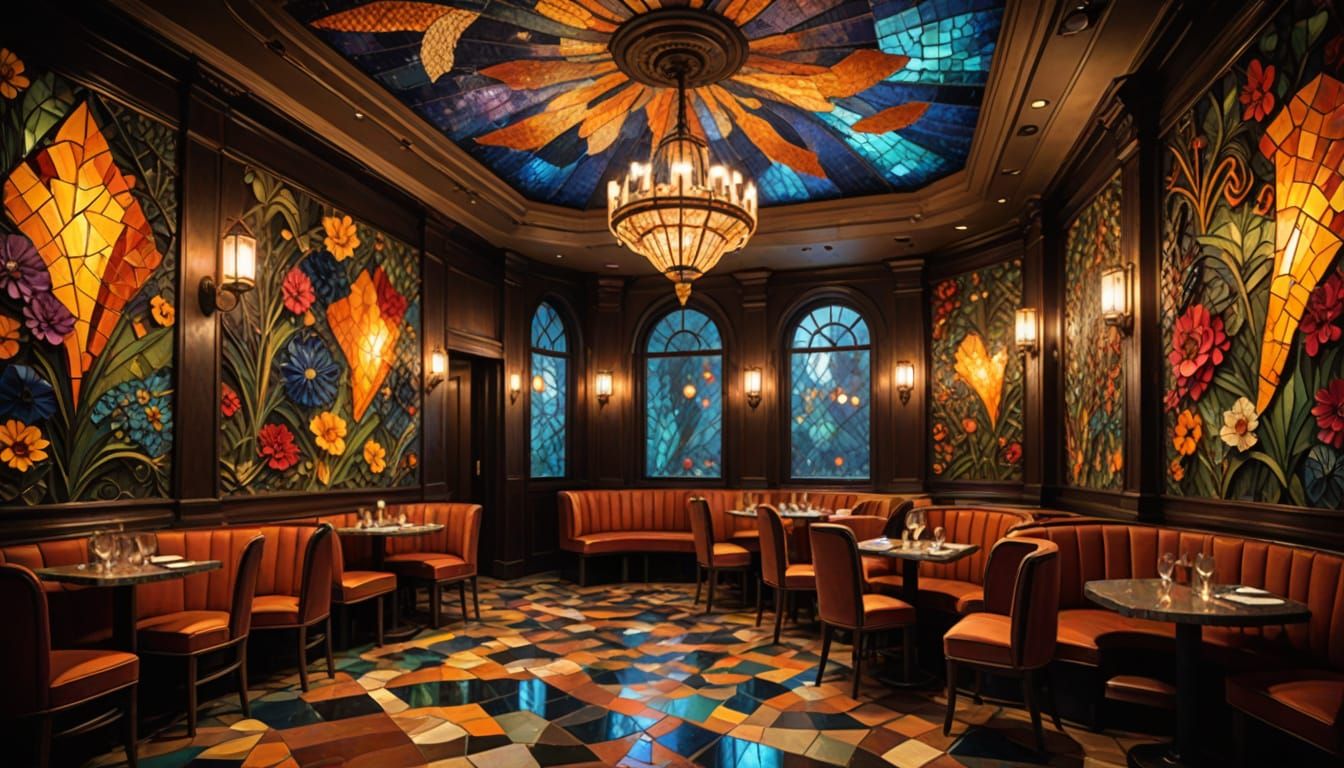 Cozy Speakeasy with Jazz Band in Art Deco Style