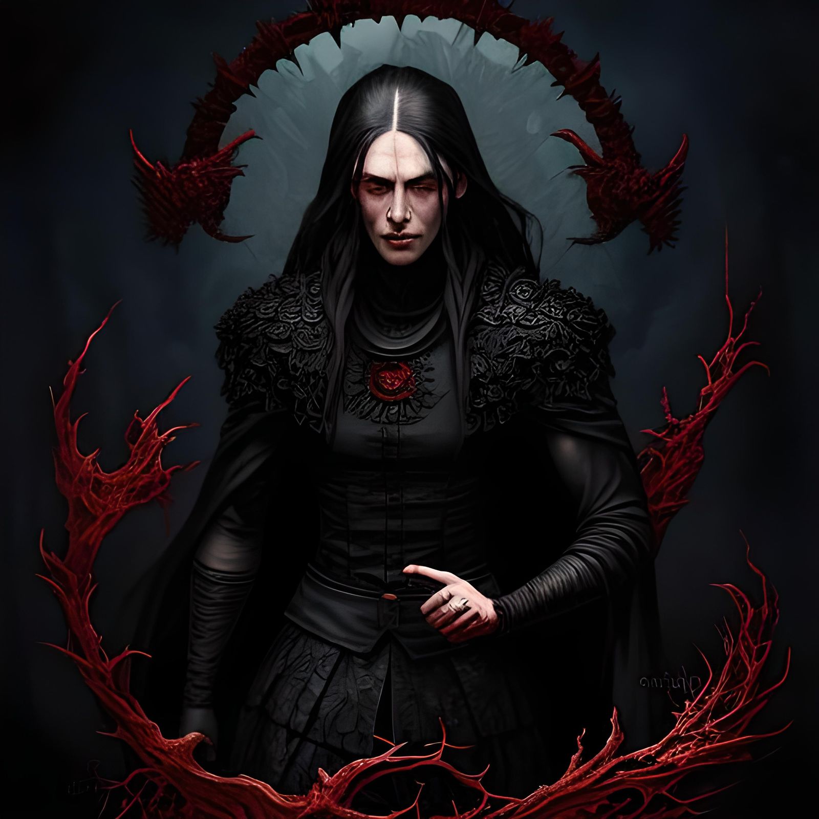 Eldritch Blood Moonscape in Gothic Academic Art