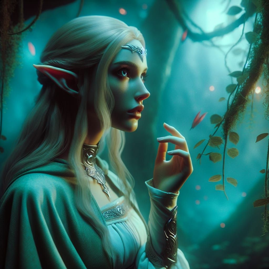 Fantasy Elf in Hauntingly Beautiful Astral Setting