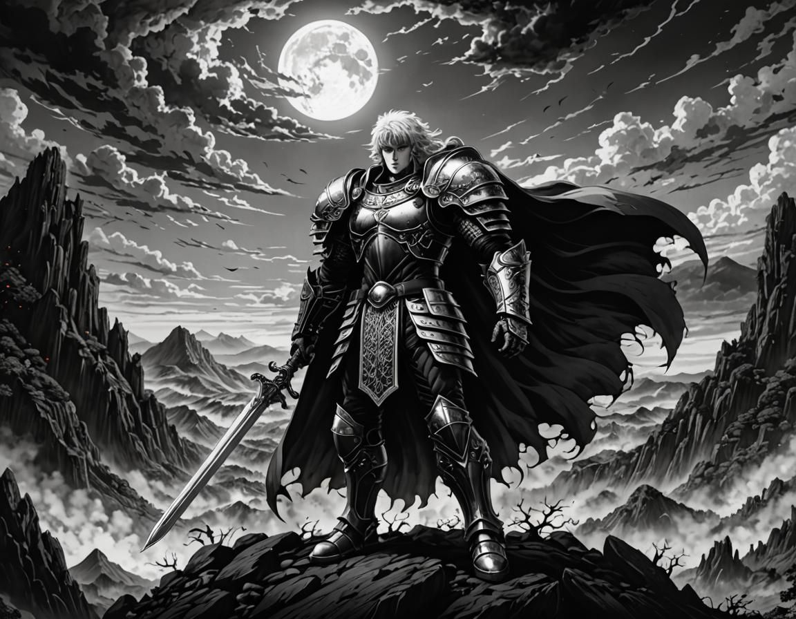 Griffith from Berserk: Black and White Ink Sketch