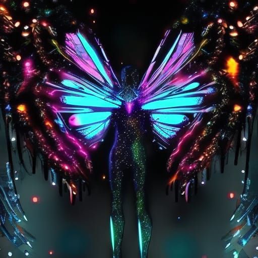 Cyberpunk Butterfly Man with Invisible Woman