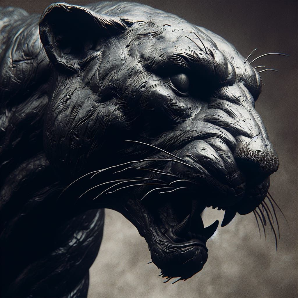 Brutalist Panther with Rodin-esque Detail
