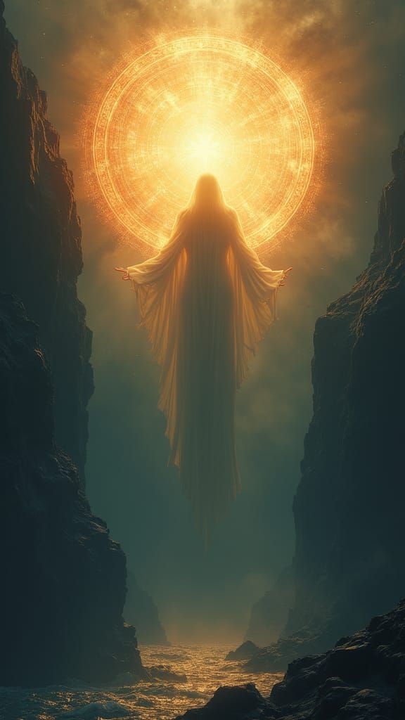 Divine Being Brings Light to Primordial Waters