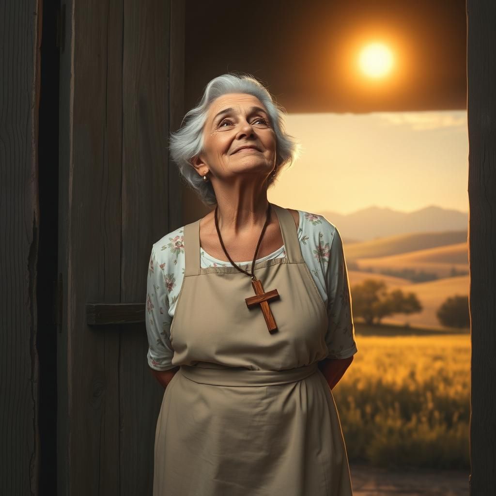 Elderly Woman in Golden Light, Evocative Portrait