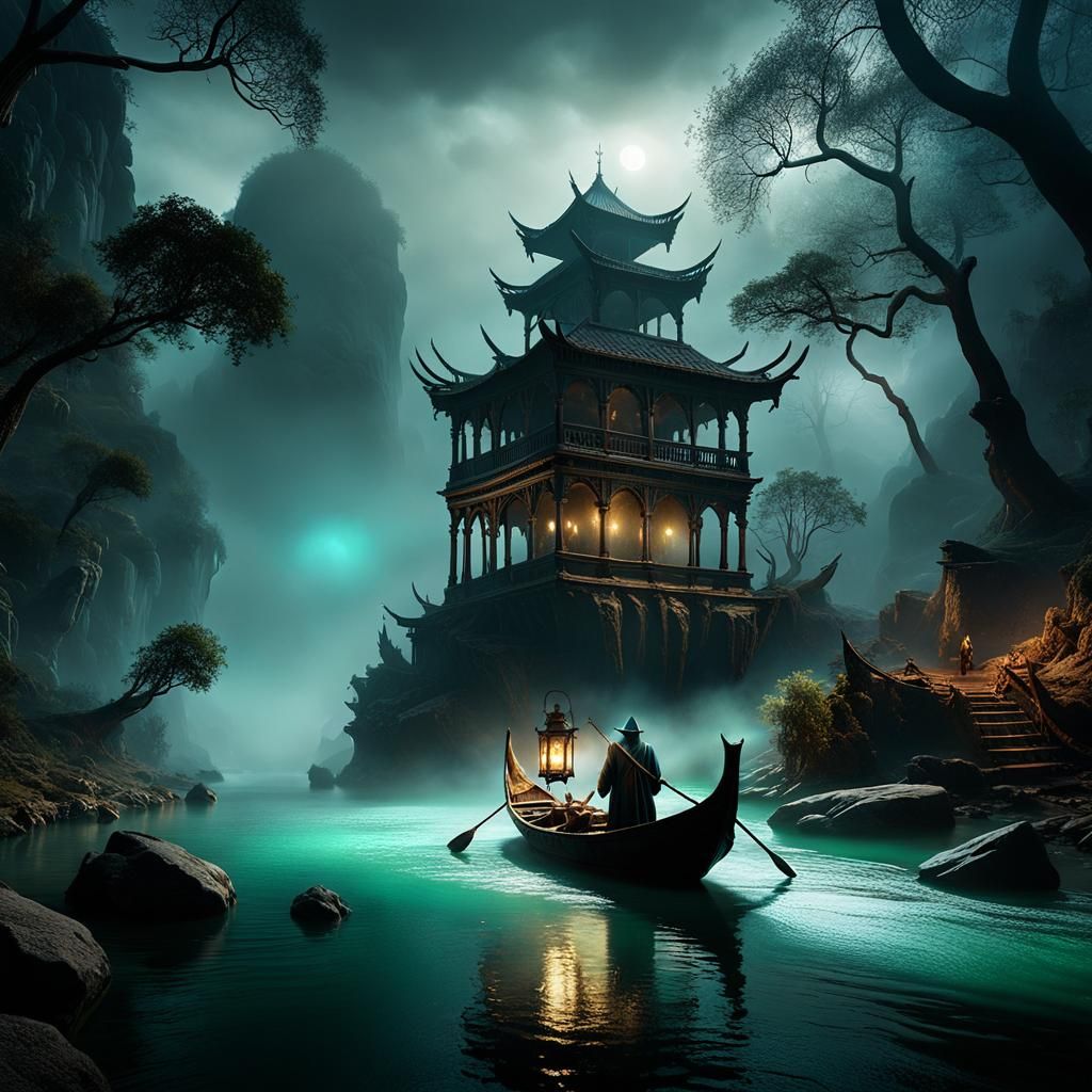 Charon Ferrying Souls Across the Acheron River