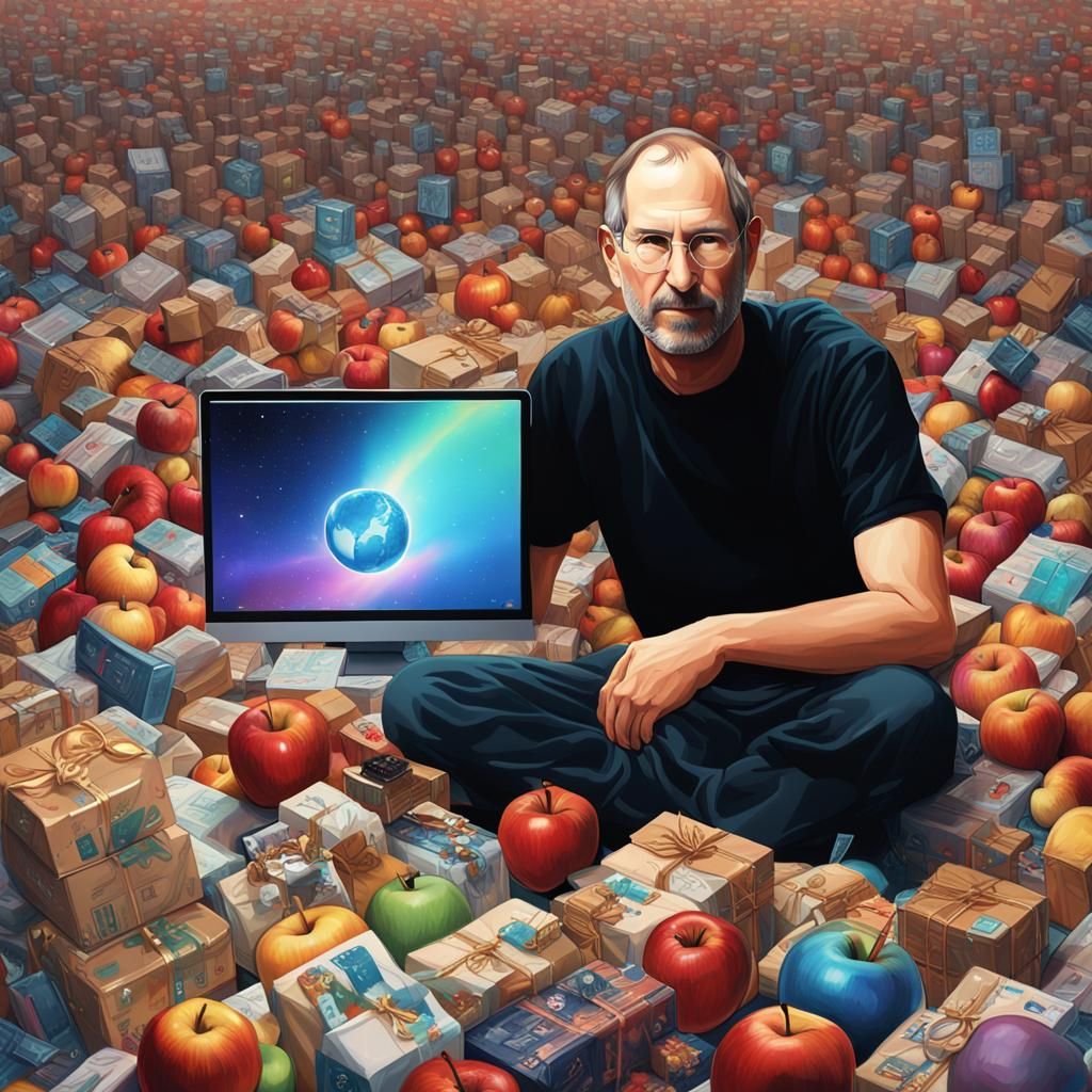 Jobs and Zuckerberg: Hyperdetailed Digital Art Portrait