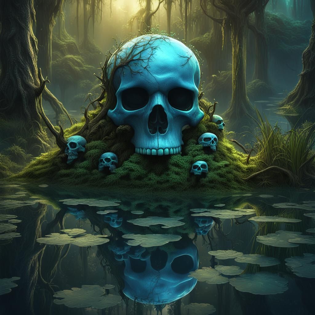 Bioluminescent Swamp Skull Concept Art