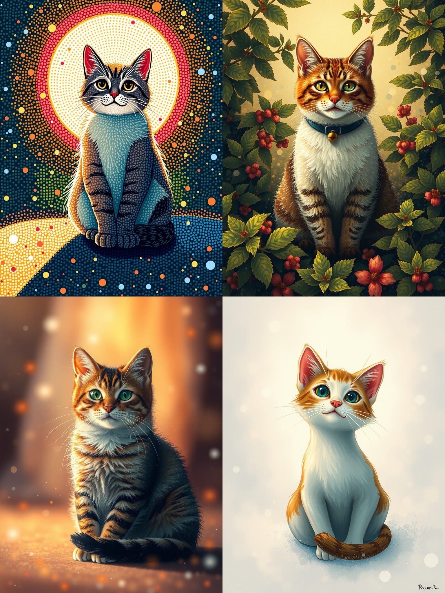 cat in pointillism