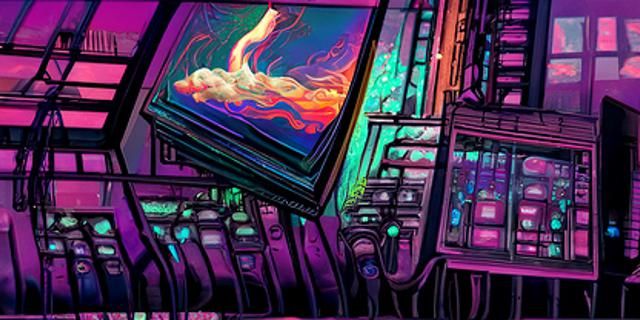 Woman in Clouds: Holographic Astral Illustration