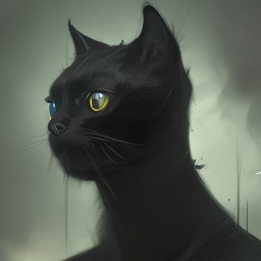 Black Cat-Headed Man: Dark Fantasy Concept Art