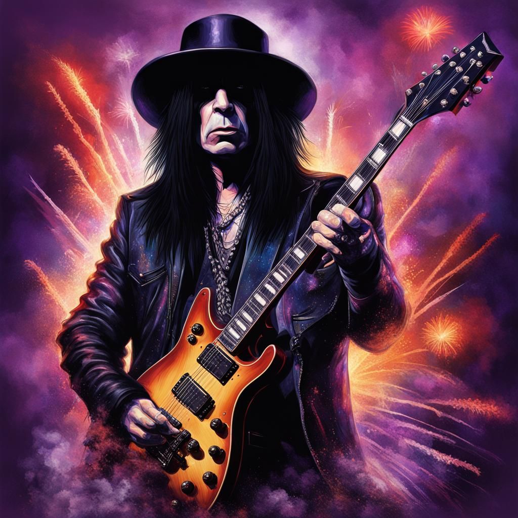 Mick Mars Rocks the Stage in Hyperrealistic Painting