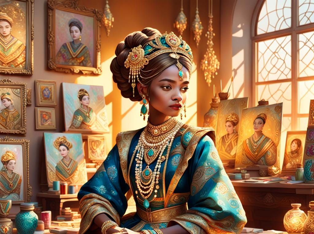 Detailed Portrait of Woman with Jewelry