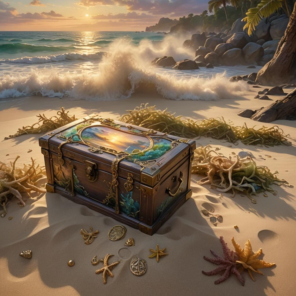Tropical Treasure Chest in Ethereal Fantasy Style