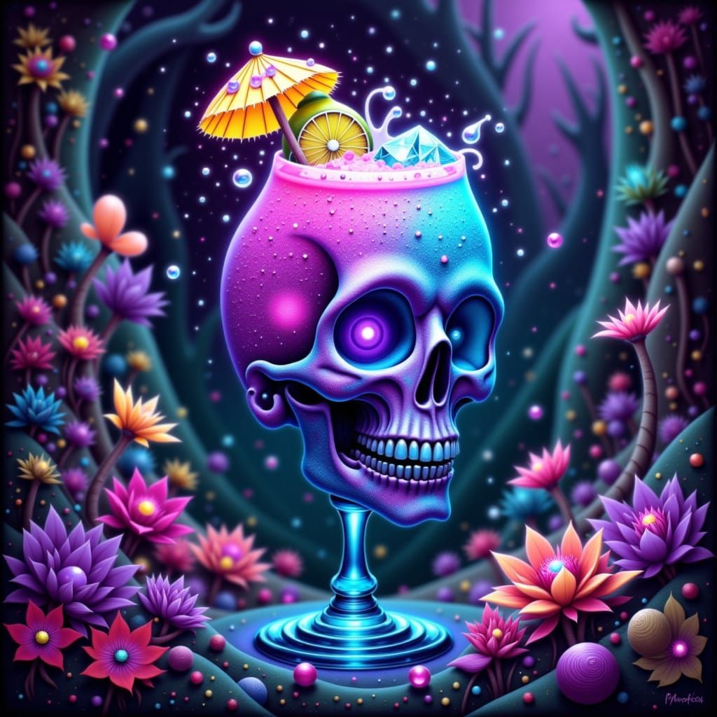 Crystal Skeleton Cocktail in Surreal Forest