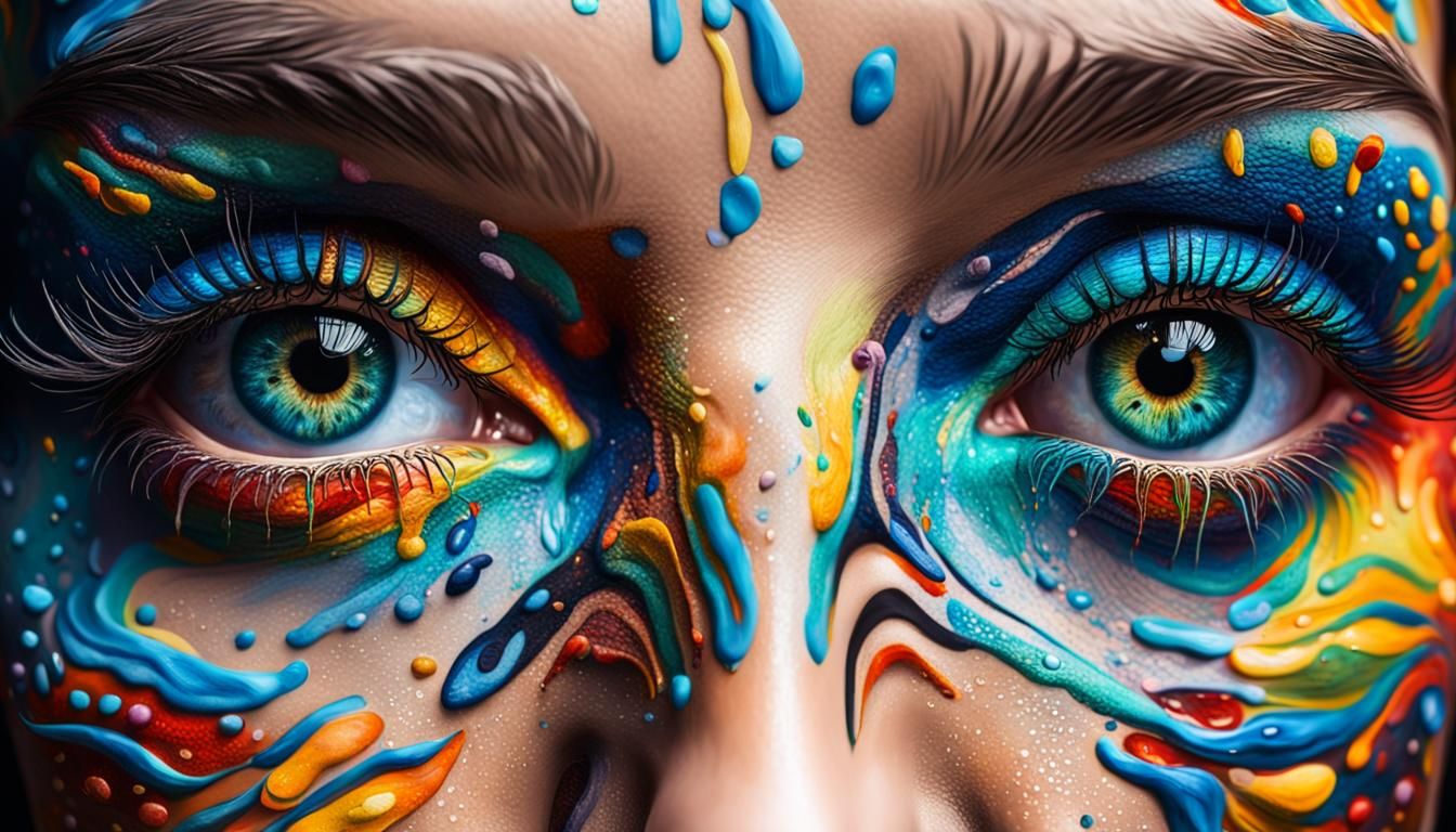 Hyperrealistic Eyes with Intricate Patterns in Oil Painting