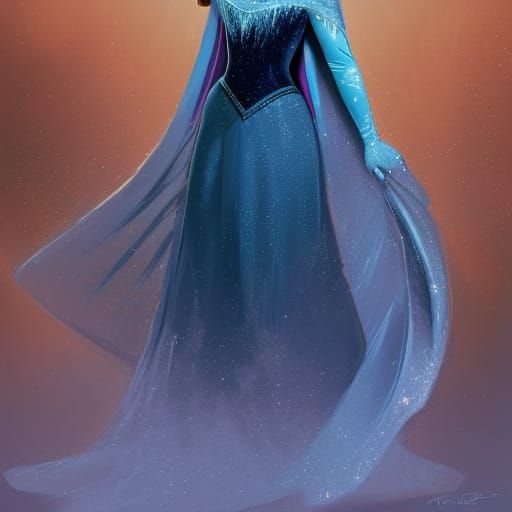 Majestic Ice Princess Portrait in Art Nouveau Style