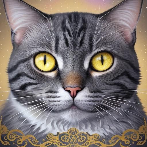 Cute Kawaii Cat in Airbrush Watercolor Style