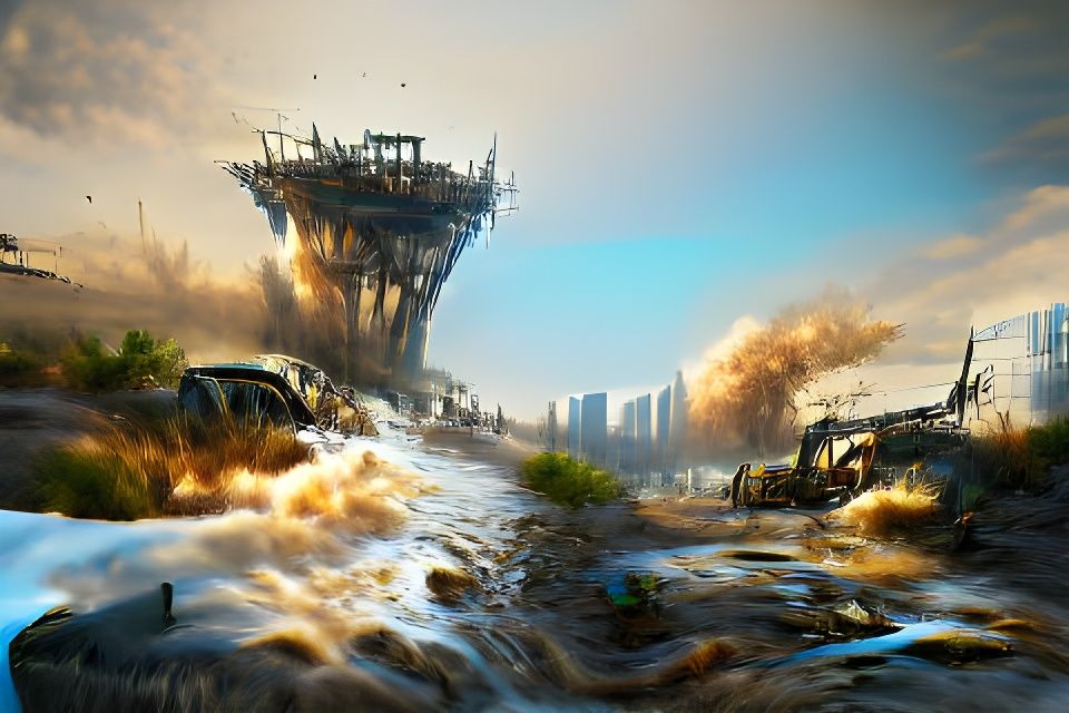 Detailed Digital Art of a Giant Tidal Wave