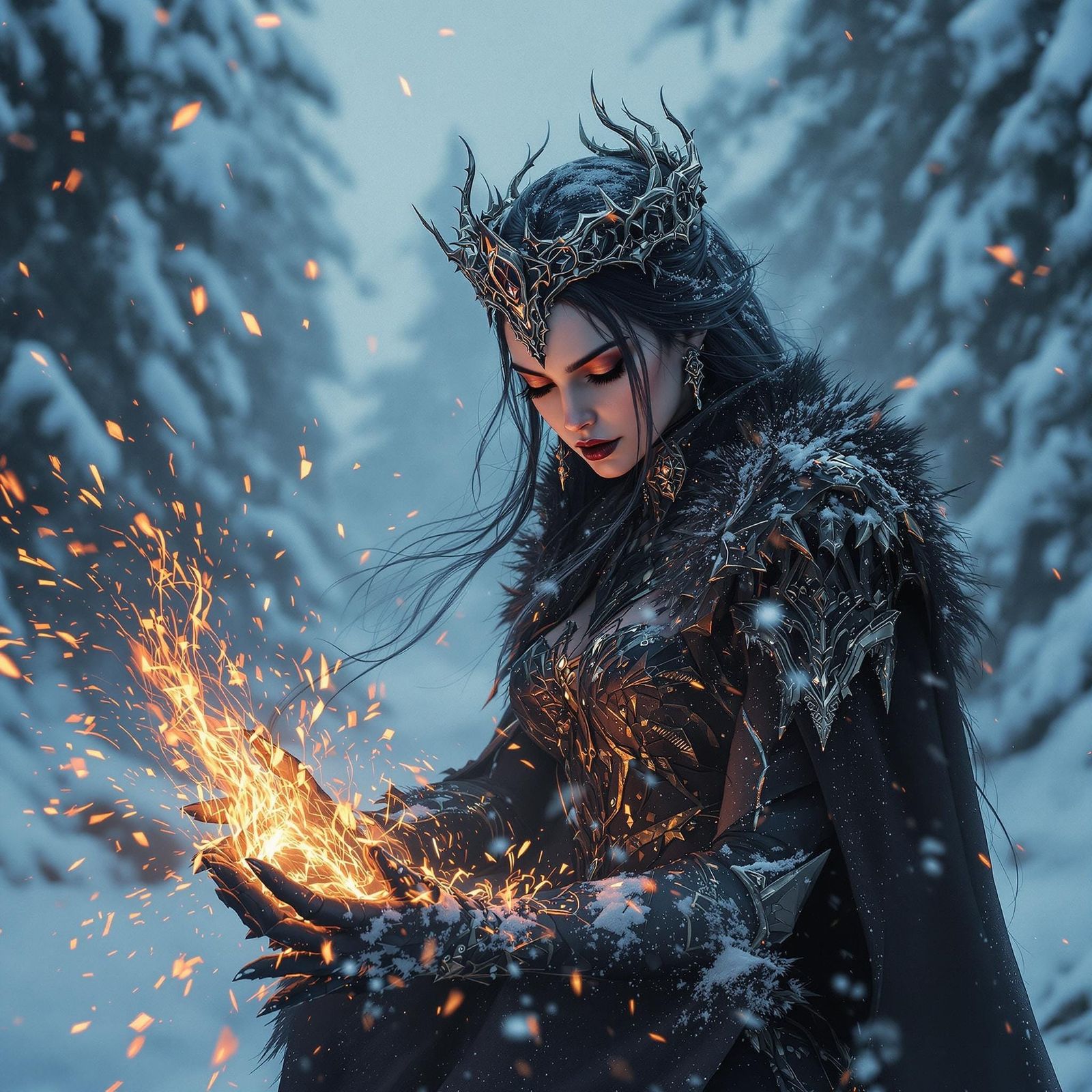 Goth Metal Singer Performs in Snowy Karelia Landscape