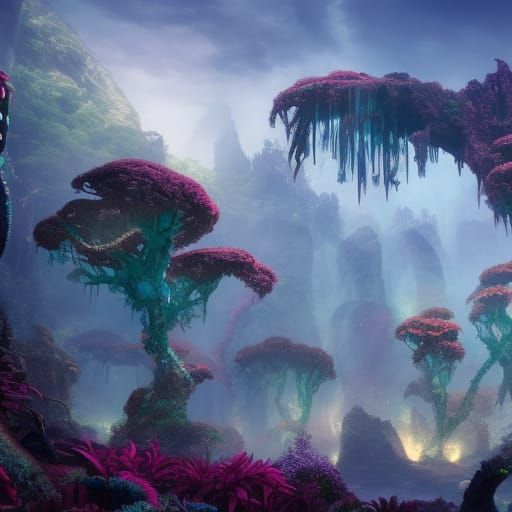 Detailed Pandora Avatar Concept Art in Deep Color