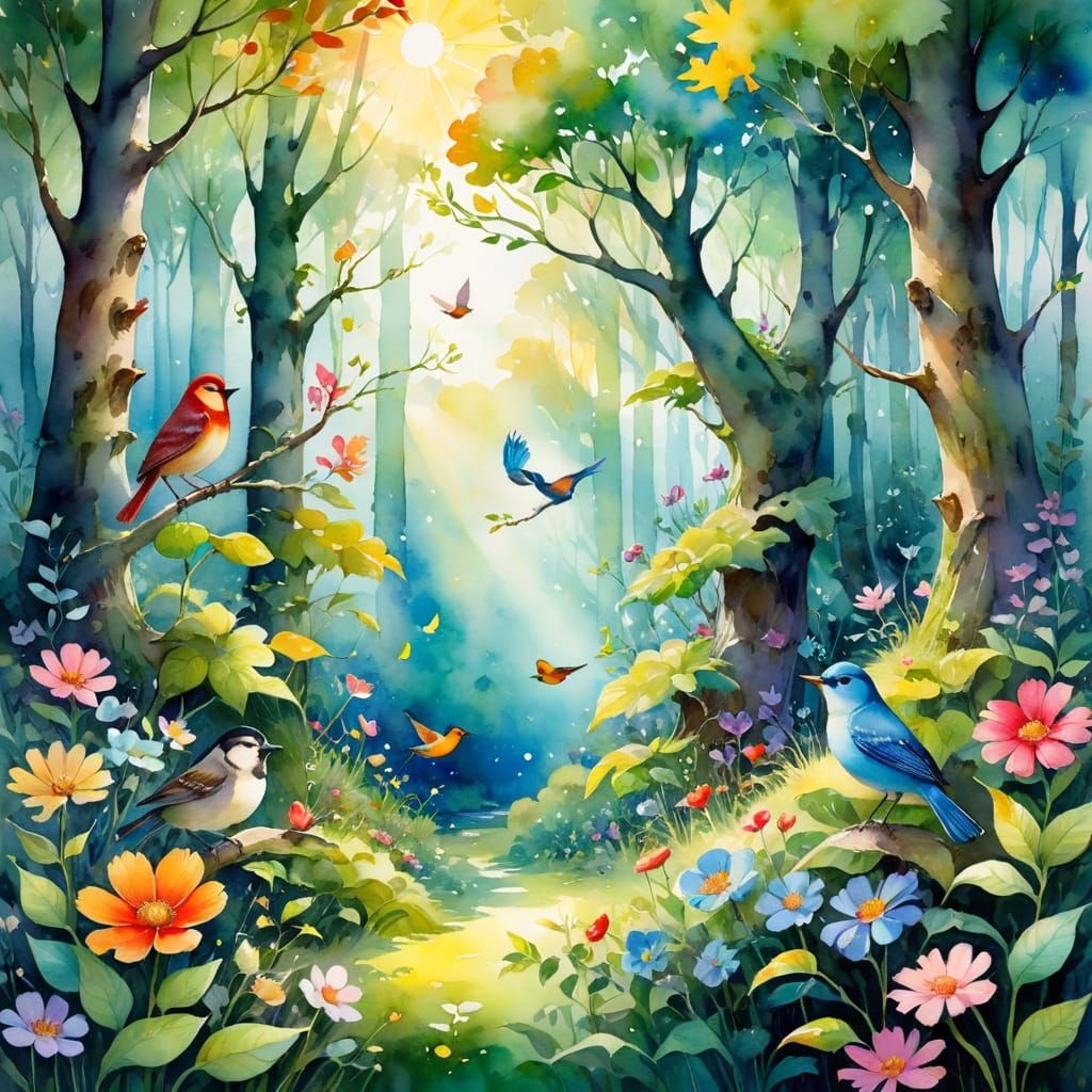 Whimsical Kidcore Watercolor in a Liminal Fantasy