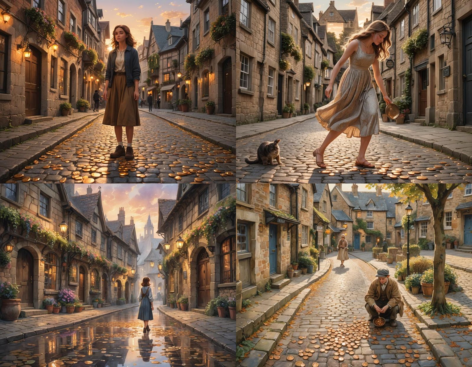 Lucky Penny in Quaint English Village Scene