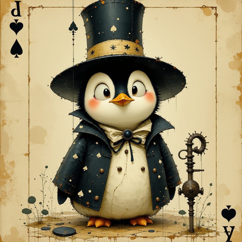 Anime Penguin Jack of Spades in Pierrot Outfit