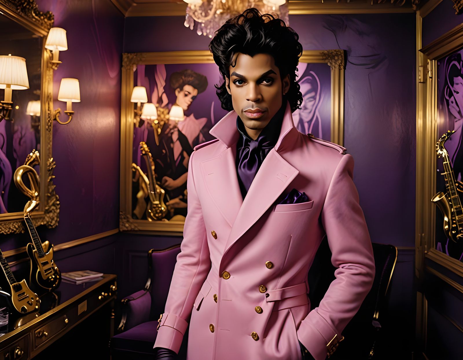 Prince Rogers Nelson in Elegant Attire, Capturing His Iconic...