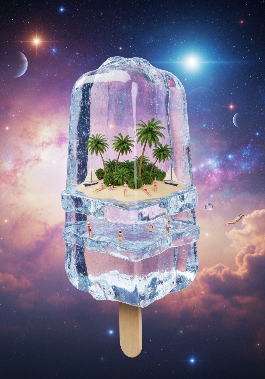 Tropical Island Encased in Frozen Popsicle