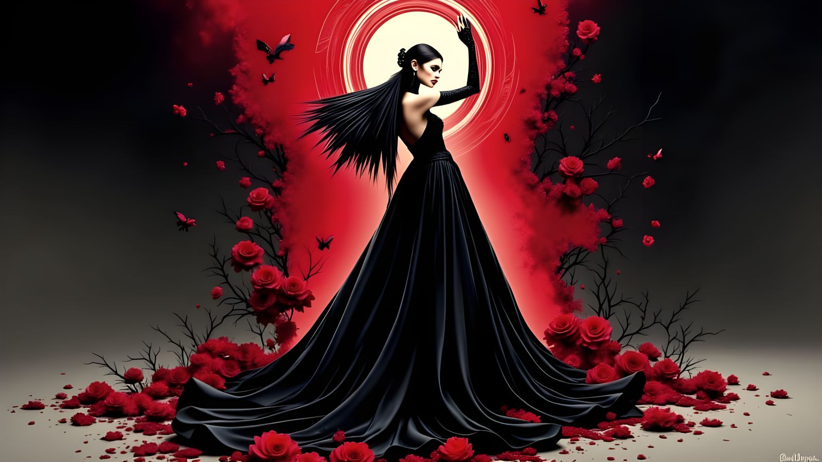 Elegant Vampire in Iridescent Couture