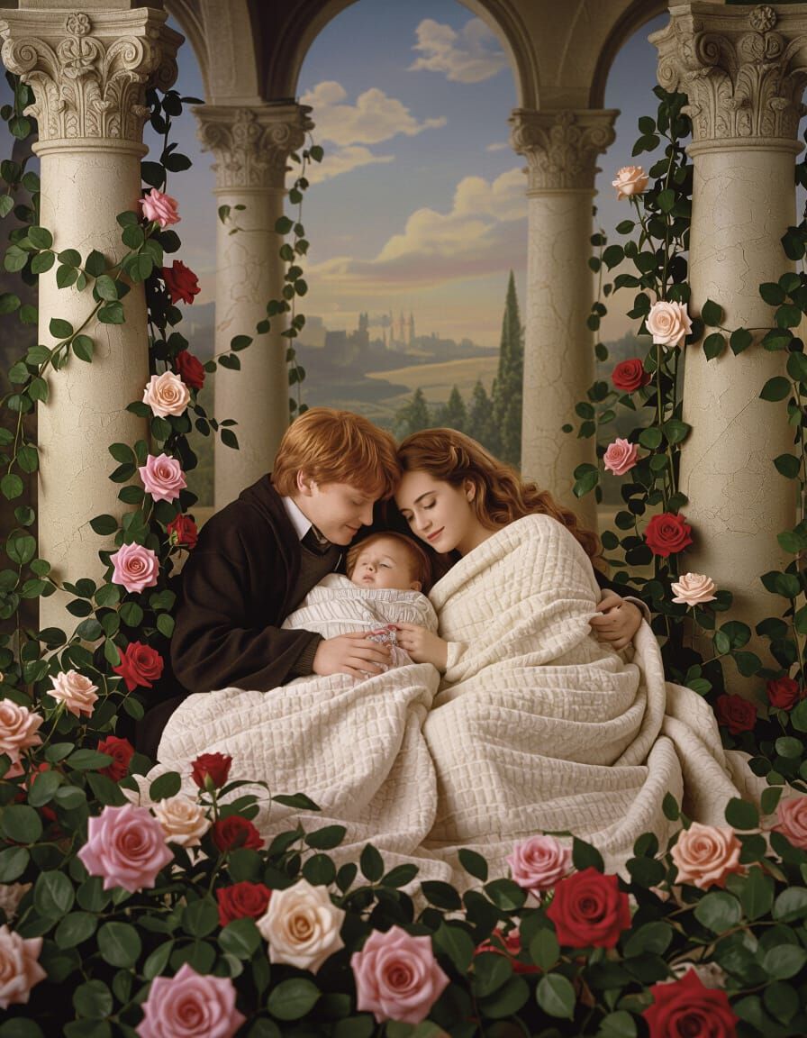 Ron and Hermione as Babies, Surrealist Oil Painting