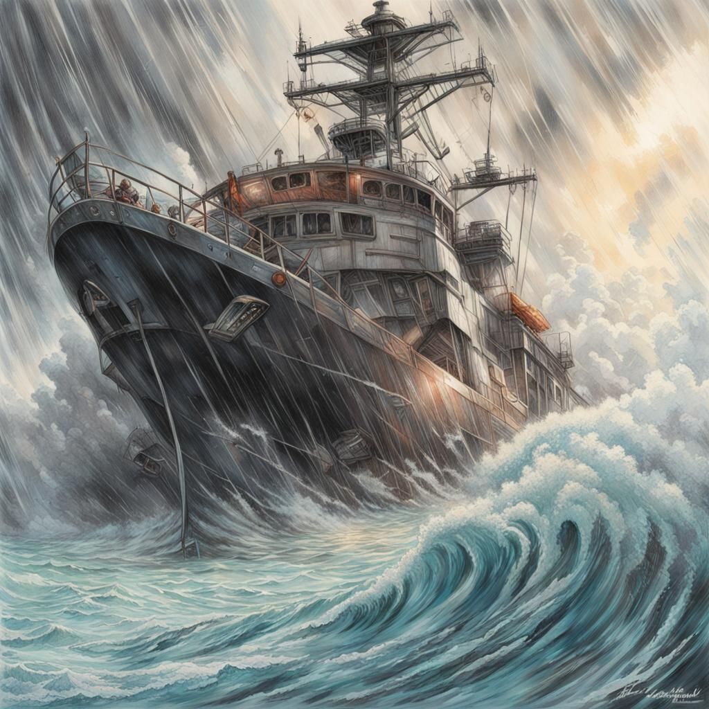 Hyperrealistic Hurricane Center in Graphic Novel Style