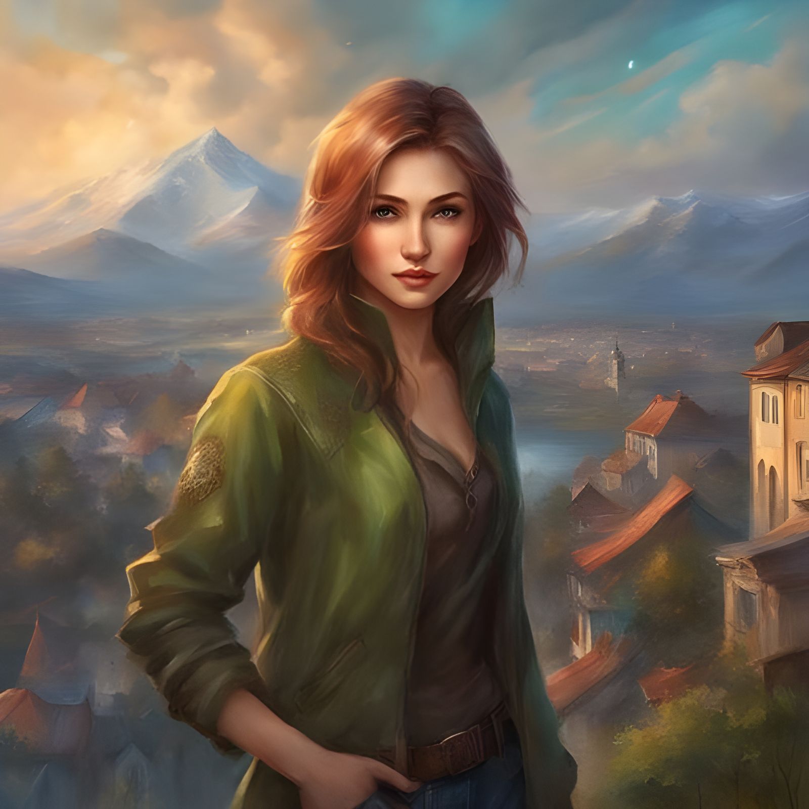 Elegant Chechen Girl Portrait in Royo Style