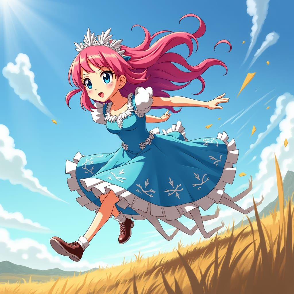 Speeding Cartoon Princess in Anime Style