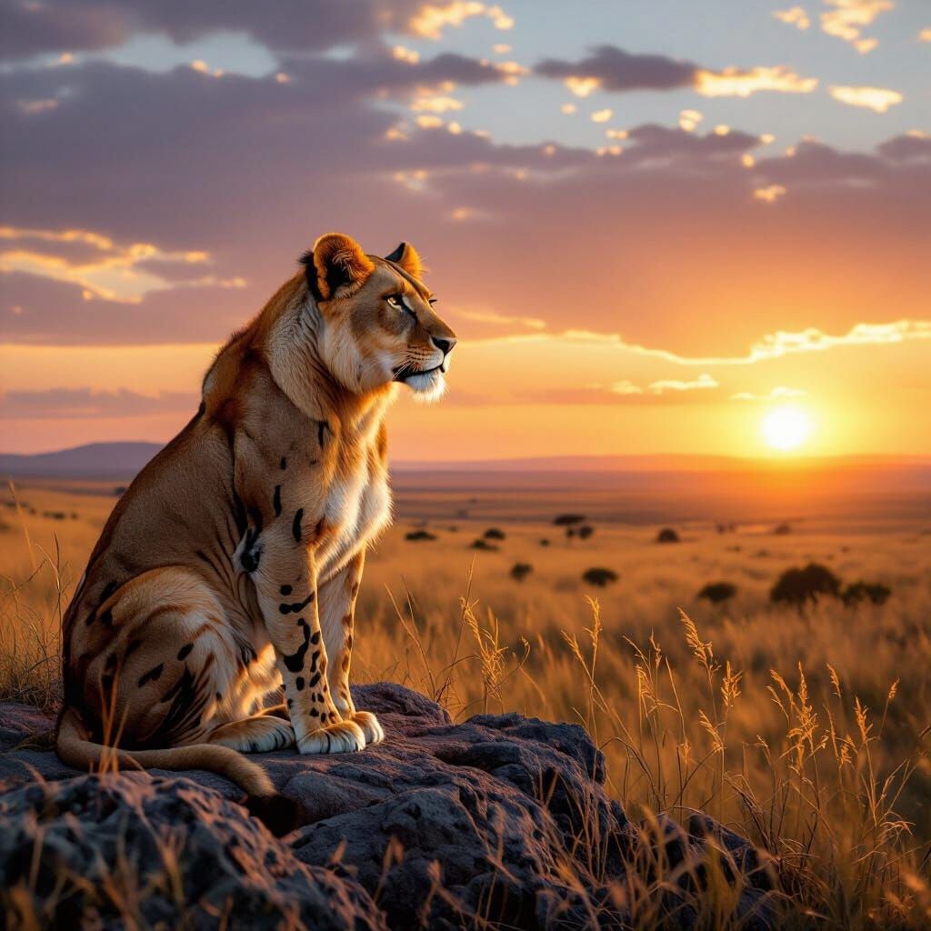 Lioness with Tribal Markings Surveys Her Kingdom