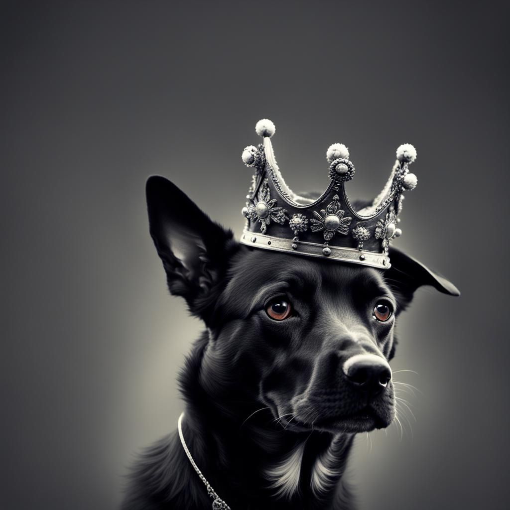 Dog Wearing a Crown in Minimal Ethereal Style