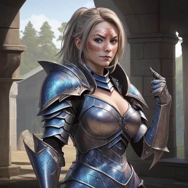 Armored Female Knight with Scales
