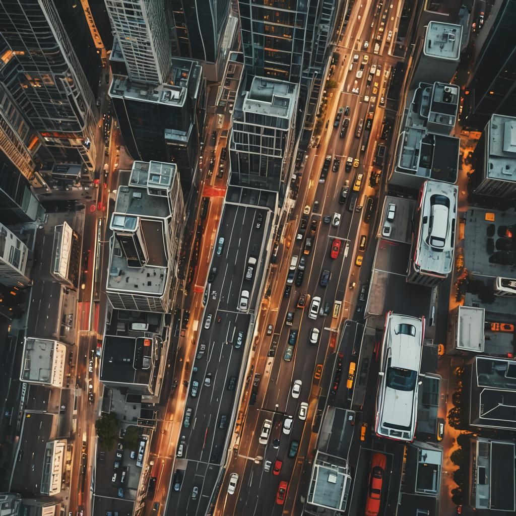 Cars Racing by Skyscrapers in Cinematic Style