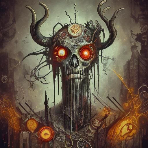 Wendigo in Mixed Media Art Nouveau Style