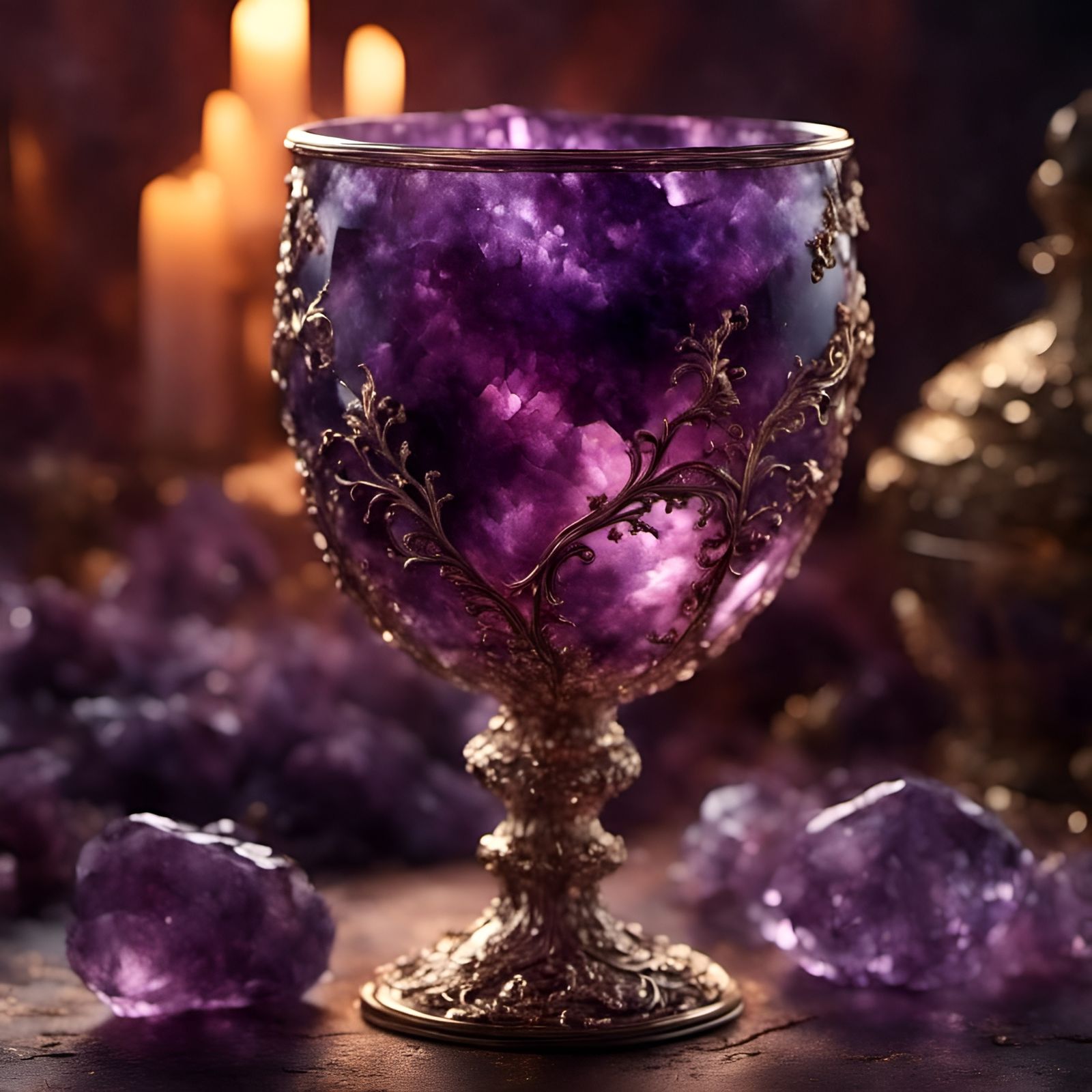 Amethyst Goblet on Castle Table
