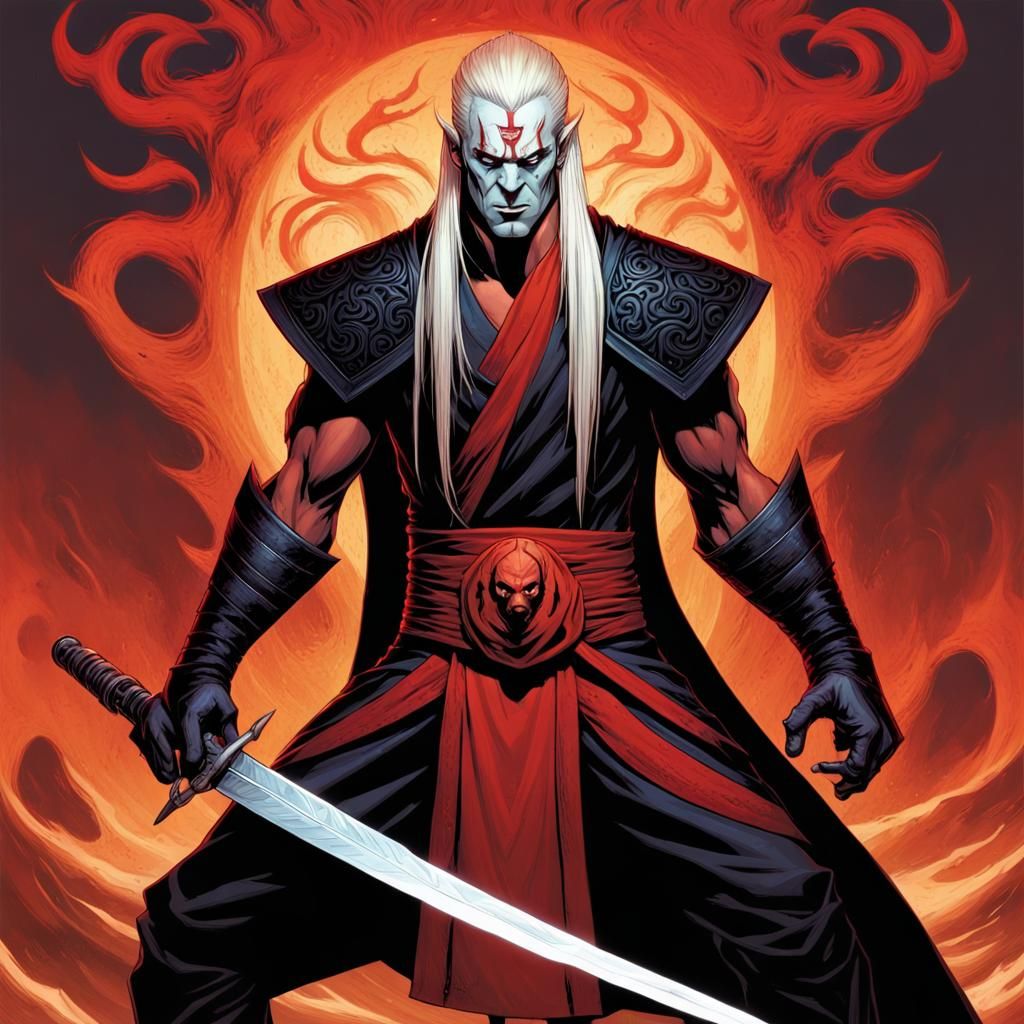 Dark Elf Warrior in Wuxia Comic Art Style